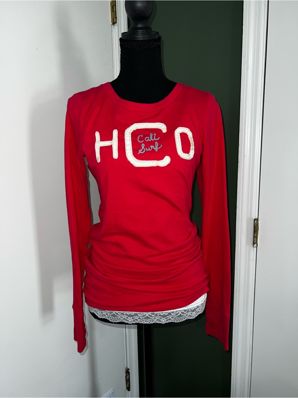 Hollister Bright Pink Long-Sleeve Logo Top